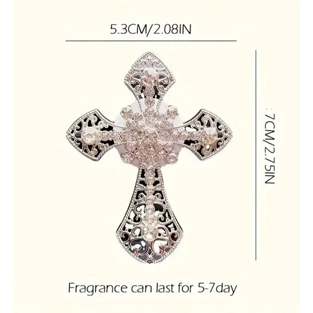 Ladies Sophisticated Silver Cross Car Vent Clip - Picture 3 of 4